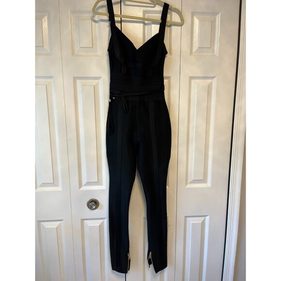 Emprada Elmirah Black Waist Cinching Bandage Jumpsuit, Size Small - Picture 1 of 9